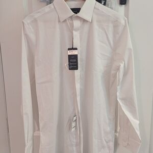 Brand New Alfani Medium White Dress Shirt Covered Placket NWOT Slim